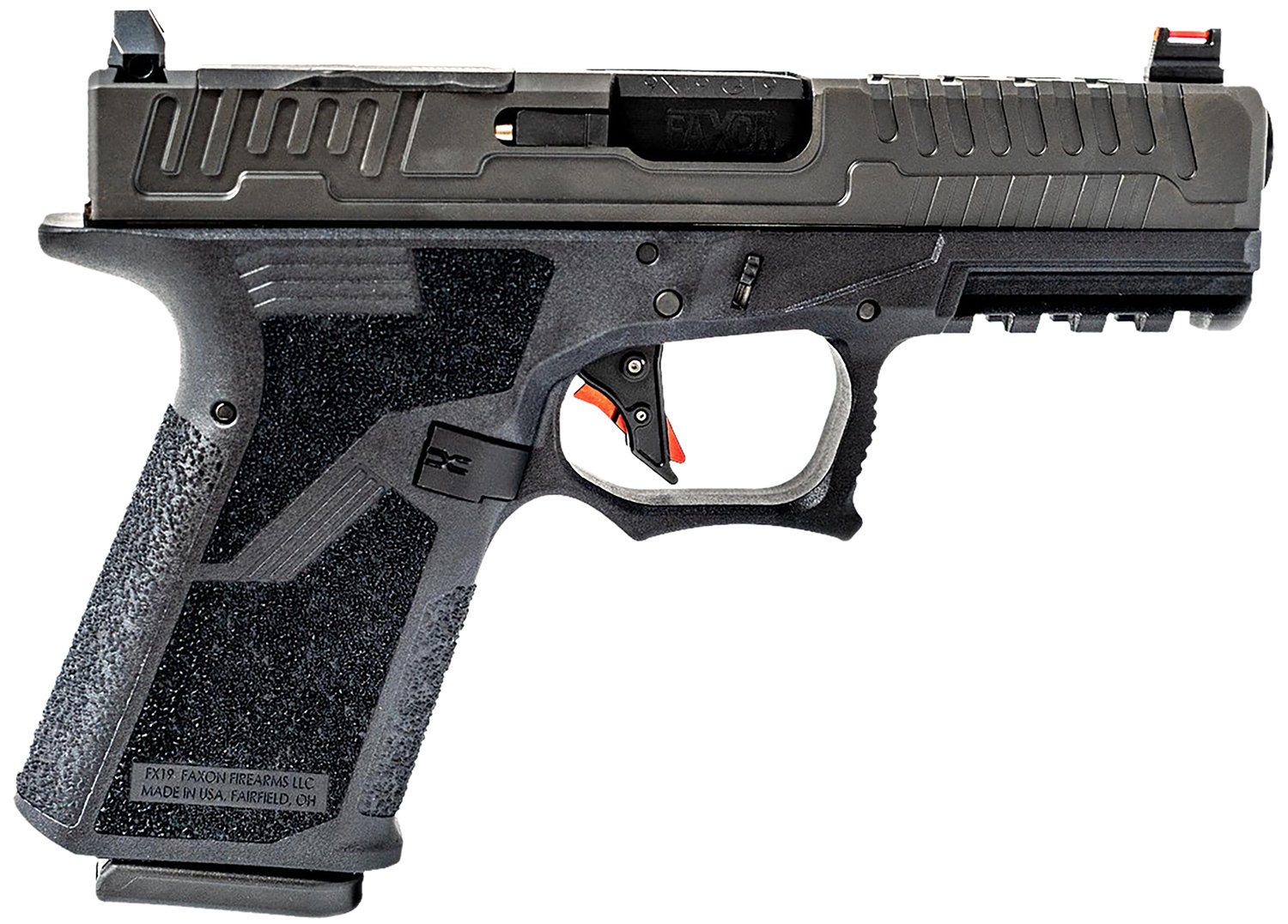 Faxon Firearms FX19P 9mm 15+1 Black DLC Optic Cut Slide, Polymer Frame