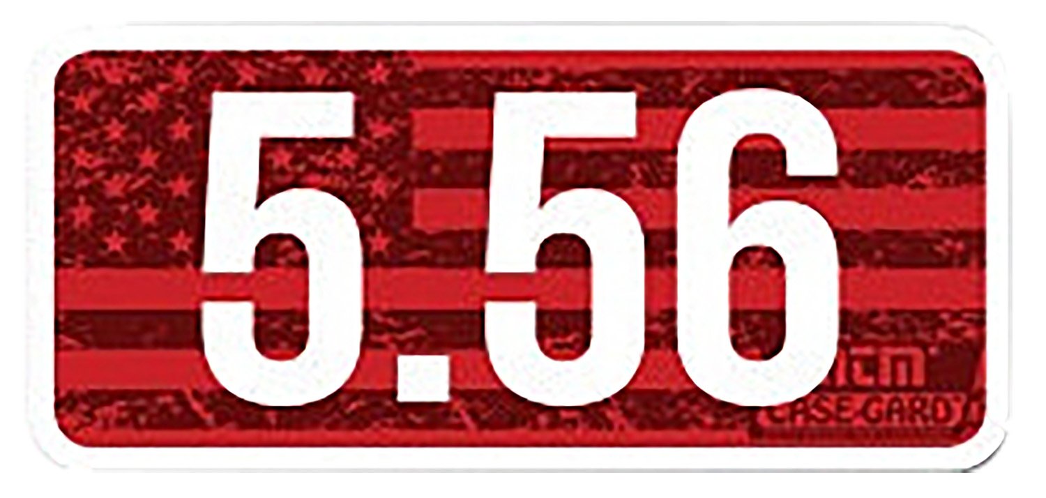 MTM Ammo Caliber Labels - 5.56, 8 Pack, 2.25"x1.08", Red and White - MTM Case-Gard - 5.56