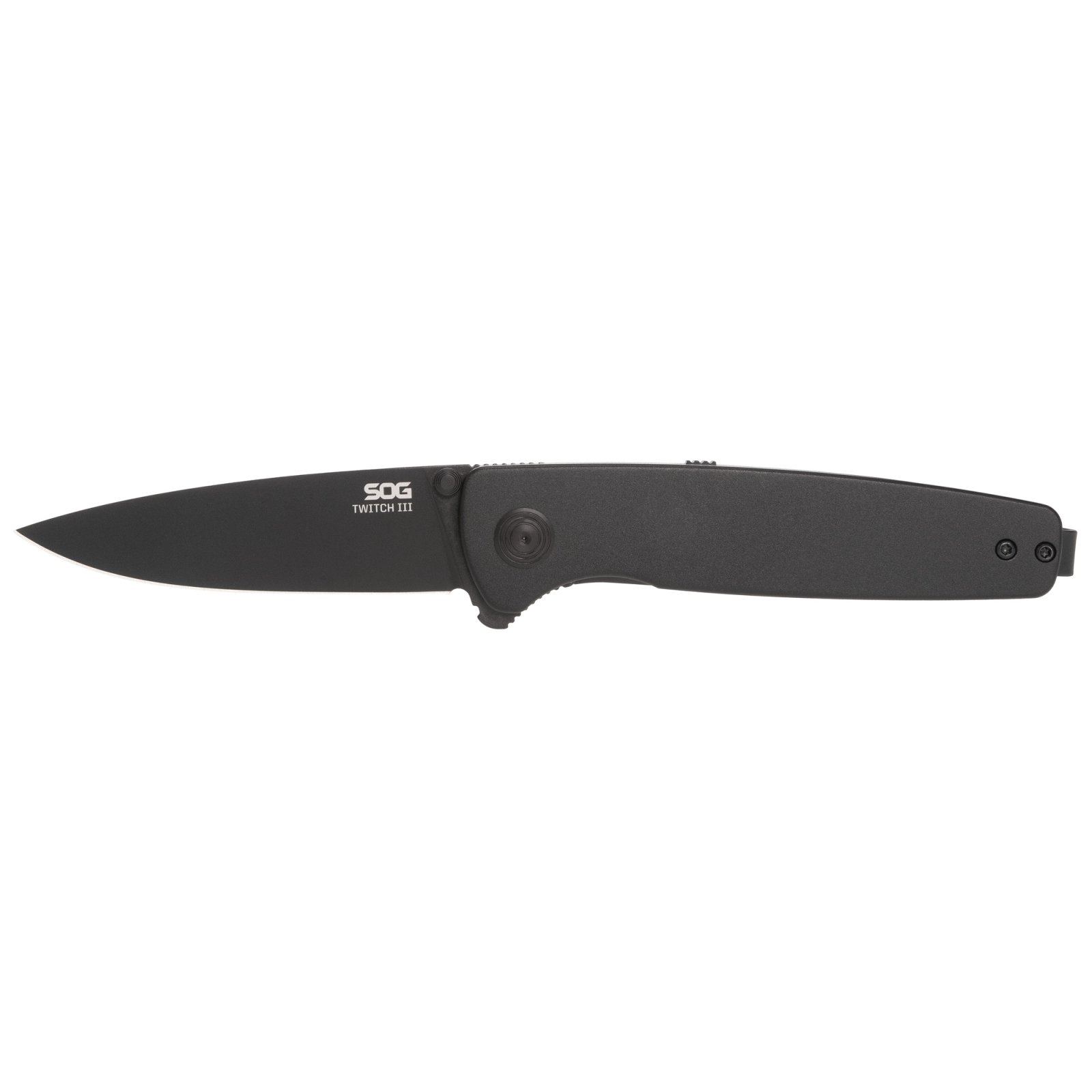 SOG Twitch III Folding Knife 3.1" Drop Point Blade Black Aluminum Handle