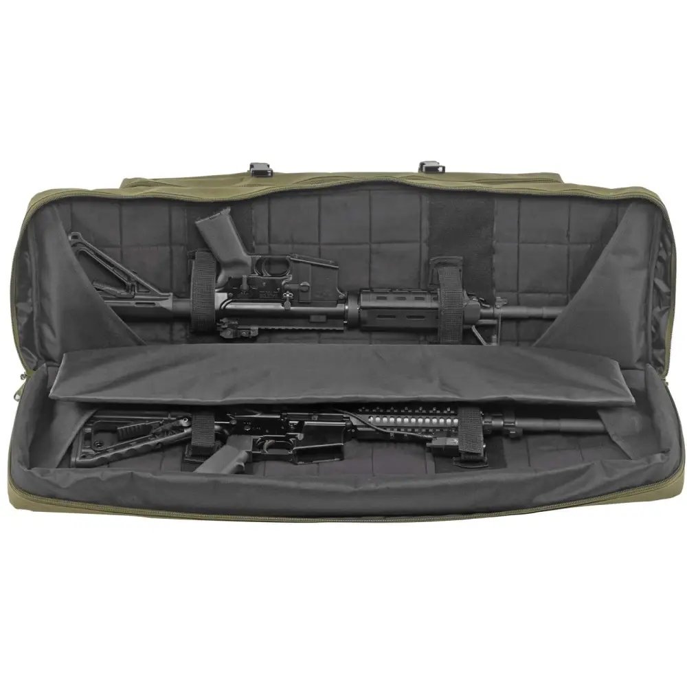 Bulldog BDT6043G Tactical Double Rifle Case 43" Green Nylon, Padded Straps - Bulldog - GREEN