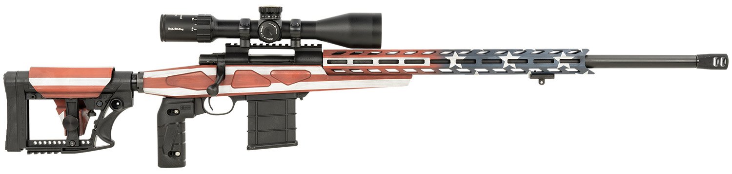 Howa 1500 Bolt Action Rifle .308 Win, 24" Barrel, Red White Blue, 10-Round Capacity, Cold Hammer Forged, Adjustable Luth-AR MBA-4 Stock