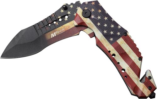 MC MTECH 3.75" DROP POINT FOLDER W/CUTTER US FLAG/SS - Master Cutlery