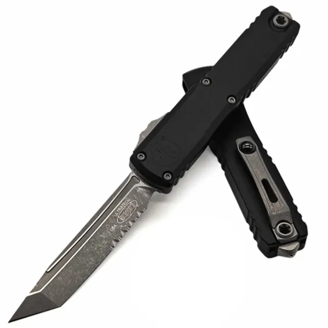 MICROTECH Ultratech G3 ZBP 3.55 In APOC BLK ALU Handle Part Serrated