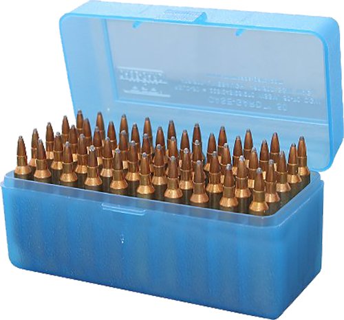Buy MTM Case-Gard R-50 Series 50 Round Large Rifle Ammo Box Clear Blue online