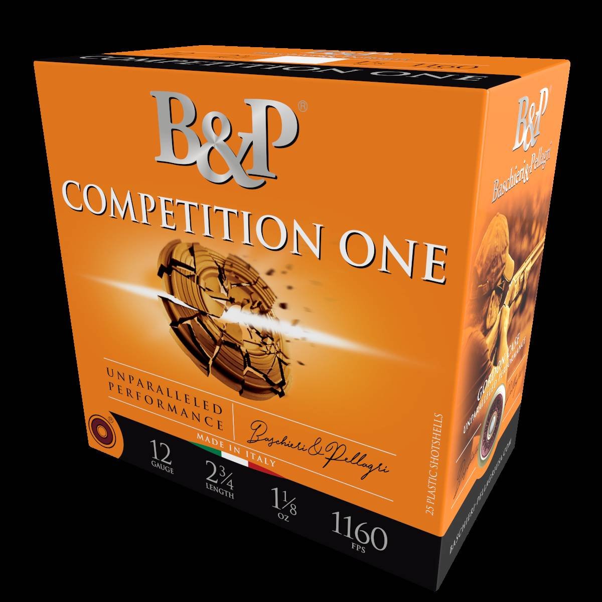 B&P Competition 1 12GA 2-3/4in 1-1/8oz #9 1160FPS 25rd 10bx - Baschiere & Pellagri Usa Inc.