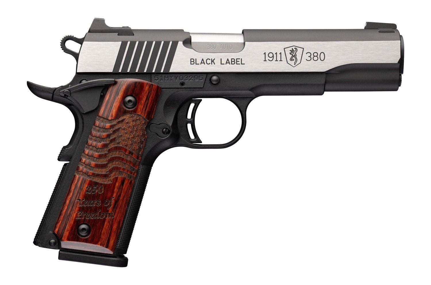 Browning 051122492 1911-380 Medallion Pro 250 380 ACP 4.25" Blackened Stainless Semi-Auto Pistol - Browning