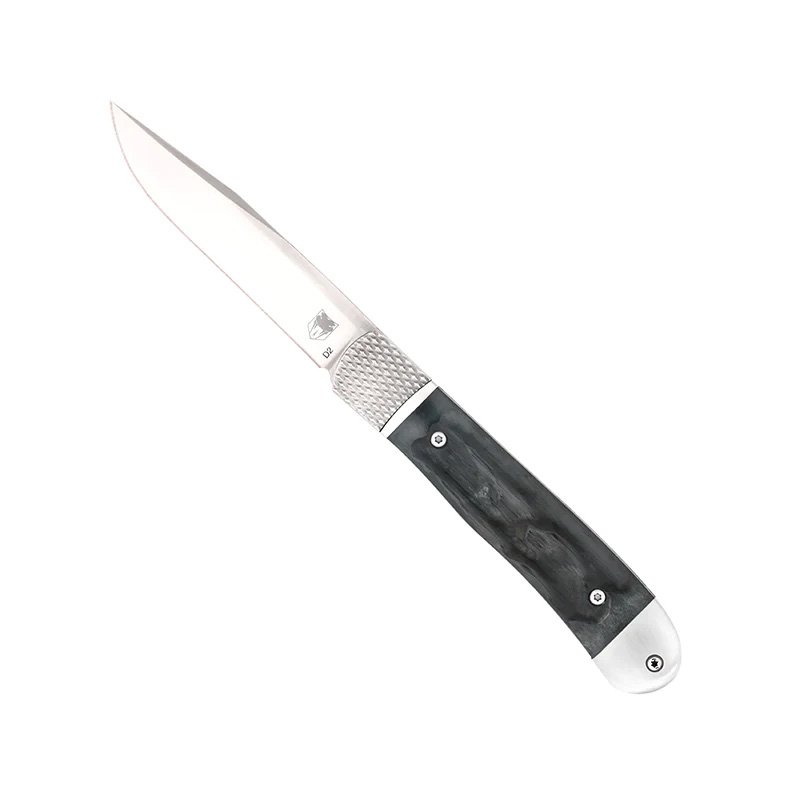 CobraTec CTTHRBLK Trapper 3.125" D2 Steel Hidden Release Black Bone Scales - CobraTec Knives