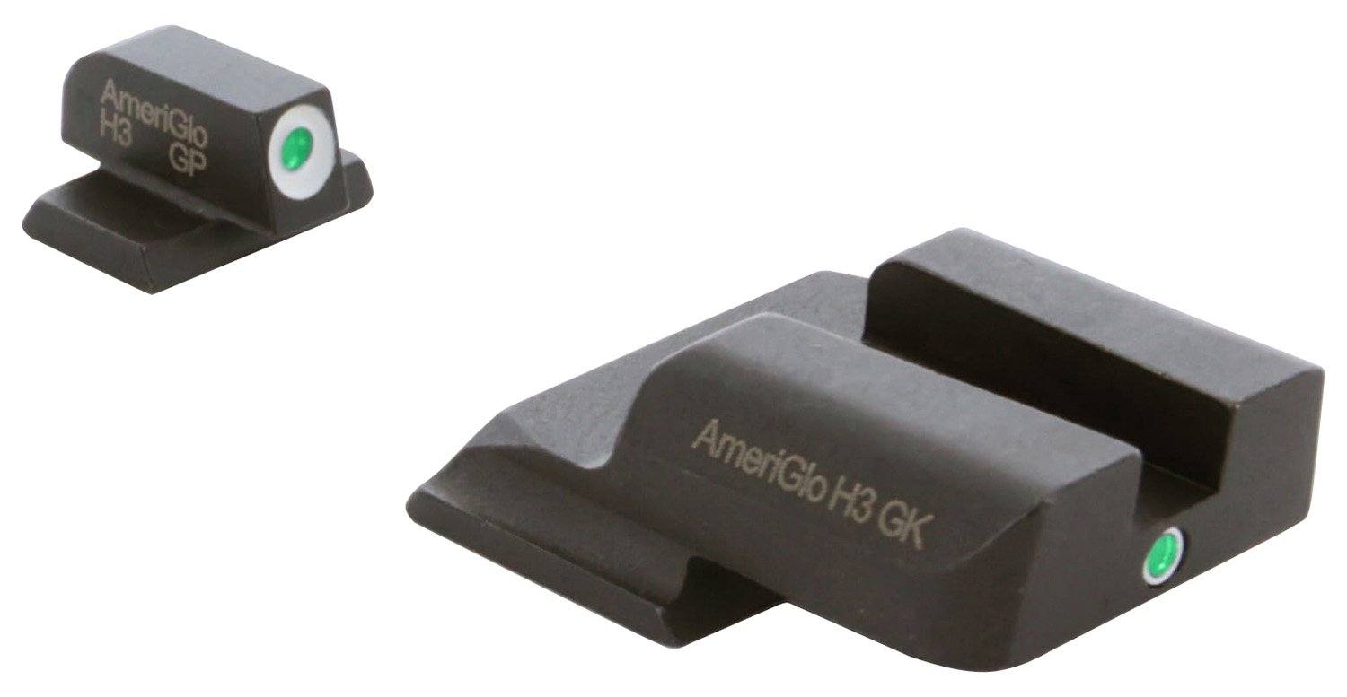 AmeriGlo SW-141 Green Tritium White Dot Sight - S&W M&P Shield - AMER - STEEL