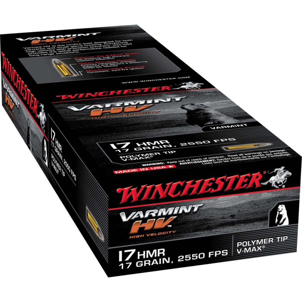 Winchester S17HMR1 .17 HMR 17 Grain Polymer Tip V-Max 50 Rounds - Winchester - HORNADY V MAX