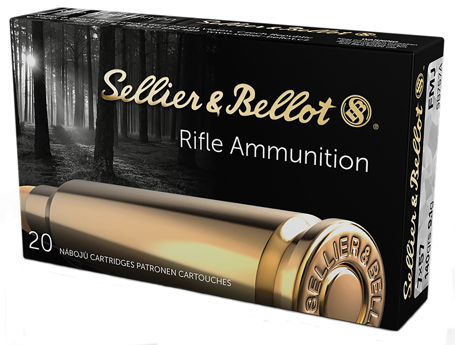 7x57mm Mauser 140gr FMJ Ammo by Sellier & Bellot - 2621 FPS, 2136 FT.LBS, 20ct - Sellier & Bellot - FULL METAL JACKET