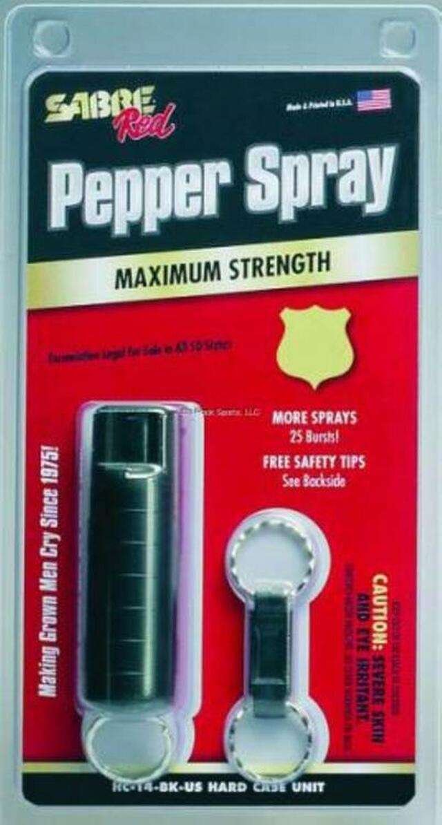Buy Sabre HC-14-BK-NY Pepper Spray 3in1 Quick Release Key Ring 10ft Range 25 Bursts UV Dye online