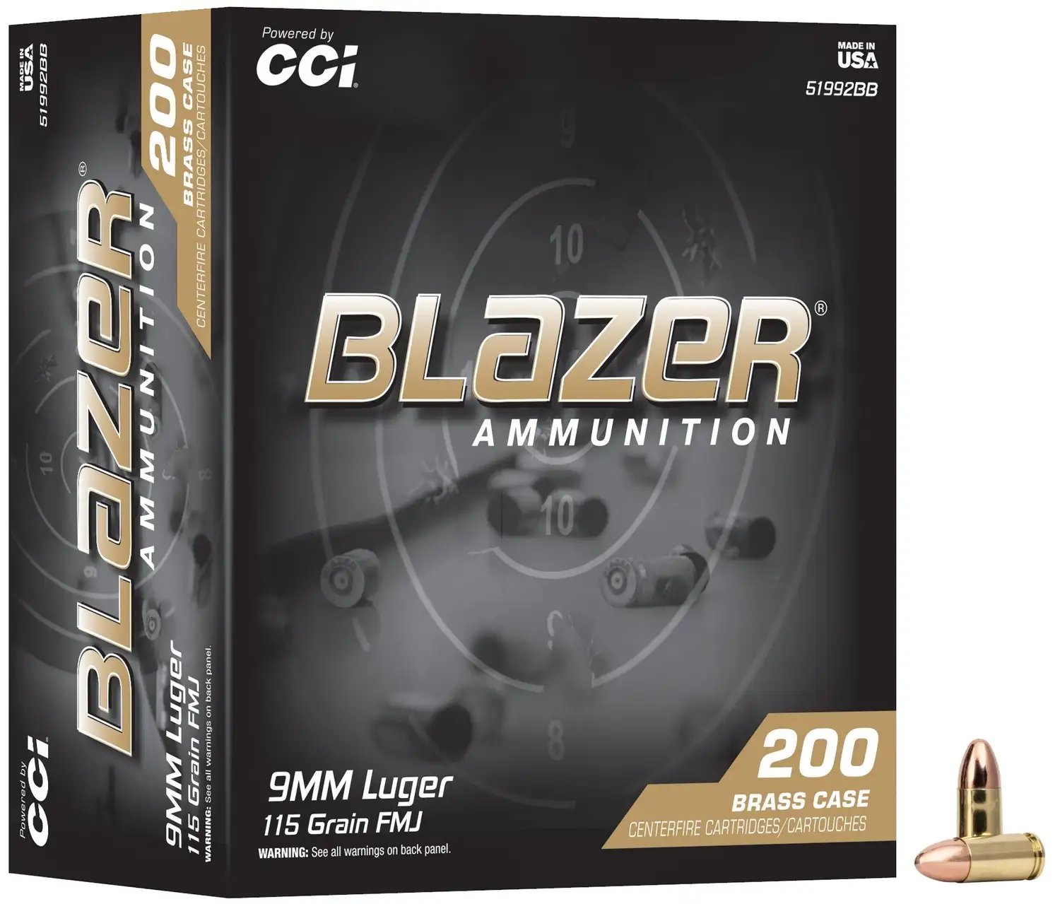 CCI 9MM LUGER 115GR FMJ BLAZER BRASS 200