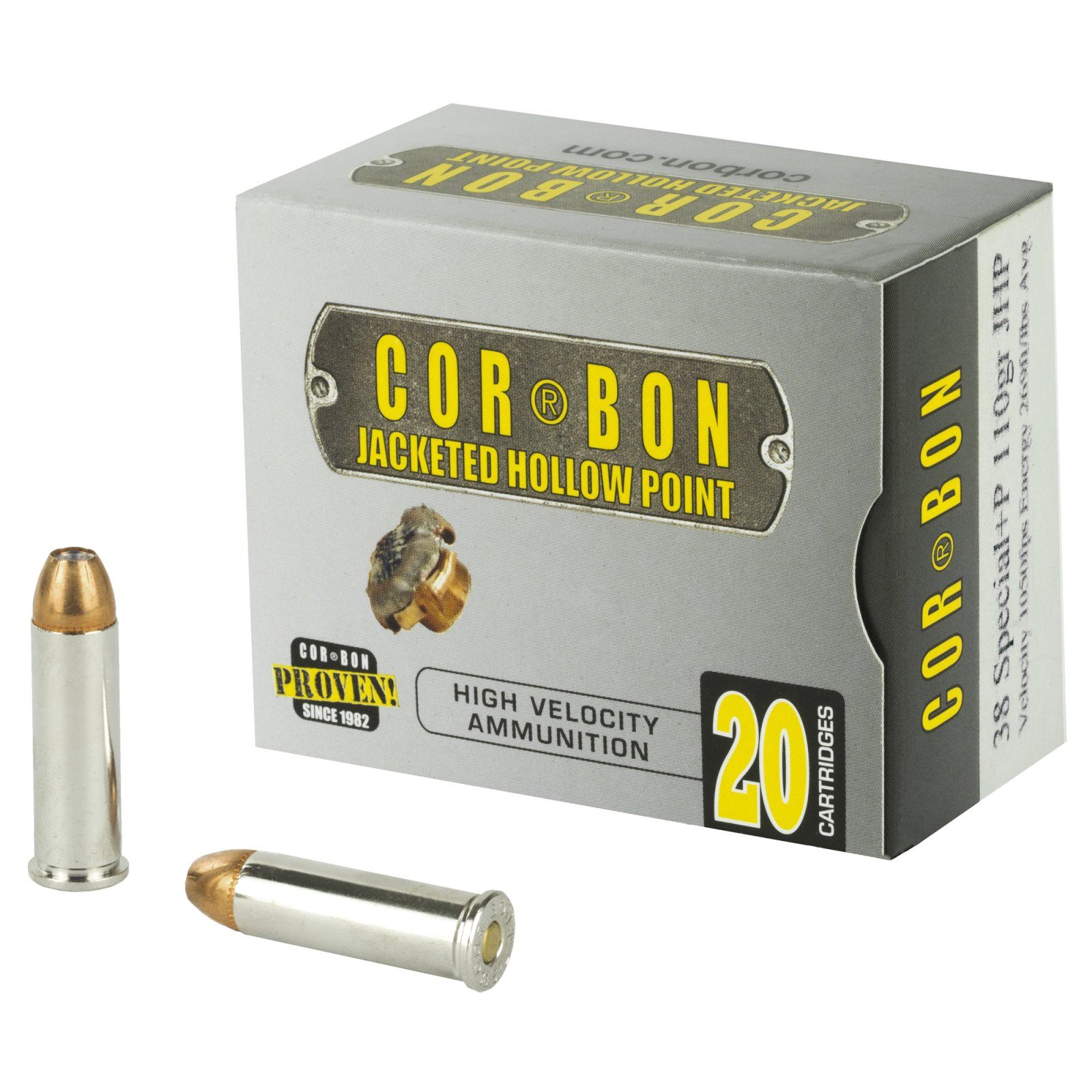 Corbon SD3811020 .38 Spl +P 110gr JHP Ammo 20rd Box - Corbon - 38 SPECIAL