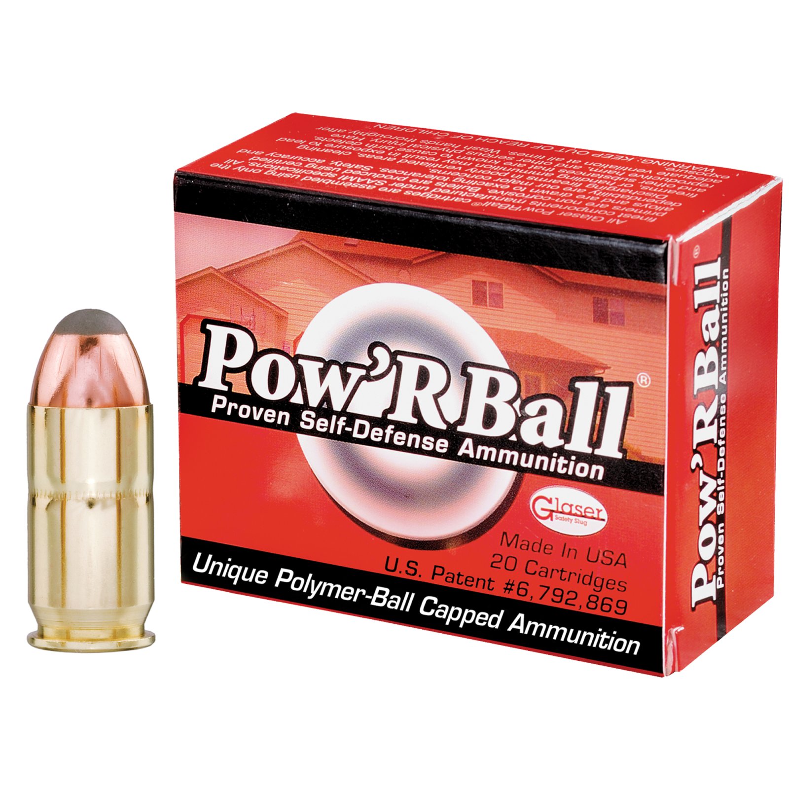 Glaser PB4516520 .45 ACP 165gr JHP Pow'RBall Ammo 1225fps 20rd Box - Corbon - 45 ACP