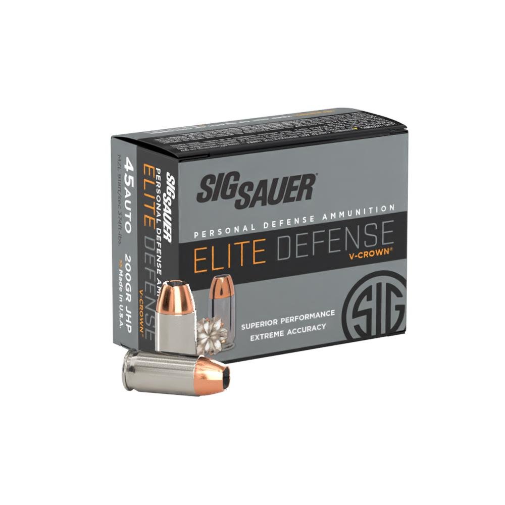 Sig Sauer E45AP120 Elite Defense 45 ACP 200gr V-Crown JHP 20rds