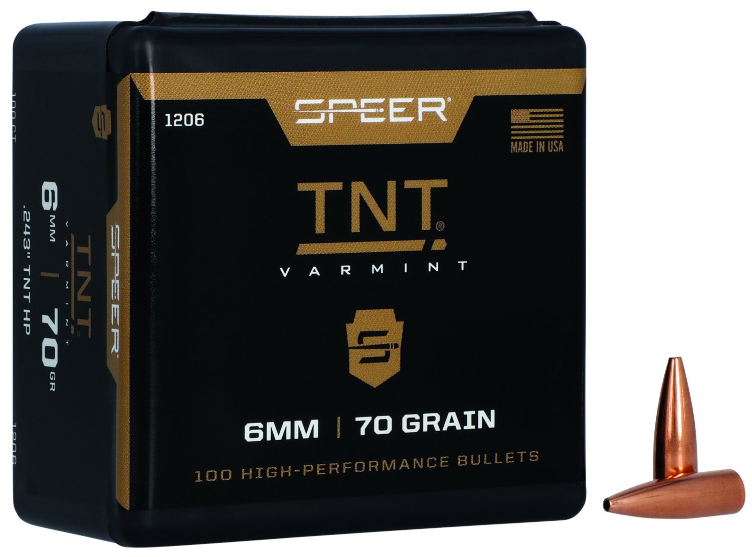 Speer 1206 TNT 6mm 70gr Jacketed Hollow Point Bullets 100ct Box - Speer - 6MM