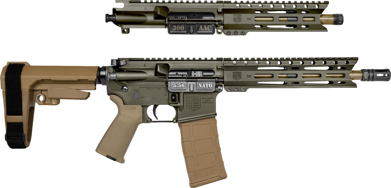 DiamondBack DB15 5.56 NATO 30+1 10.000 OD Green Forged 7075 T6 Aluminum