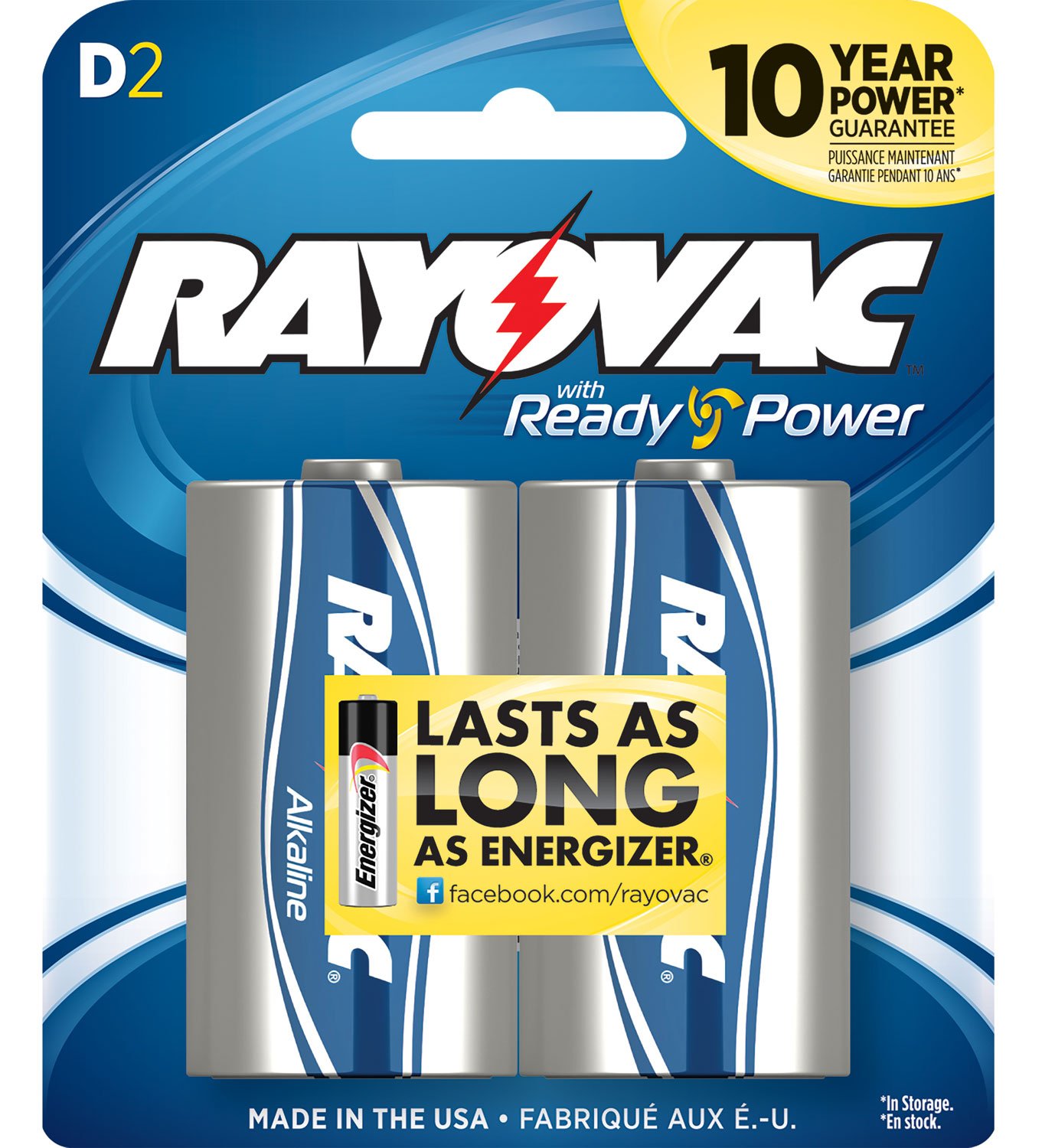 Energizer Batteries Ray-O-Vac Alkaline Battery D 2-Pack 813-2F