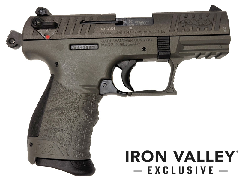 Walther 5120767 P22Q 22LR Semi-Auto, Green Slide/Frame, 3.42" Barrel, 10-Round Capacity