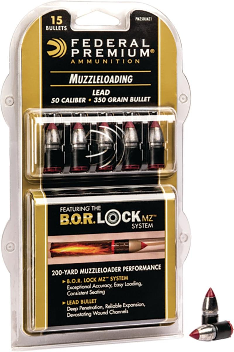 Federal PMZ50LMZ1 50 Cal 350gr Lead Tipped Muzzleloader Bullets 15-Pack - Federal Premium Ammunition - 50 CALIBER