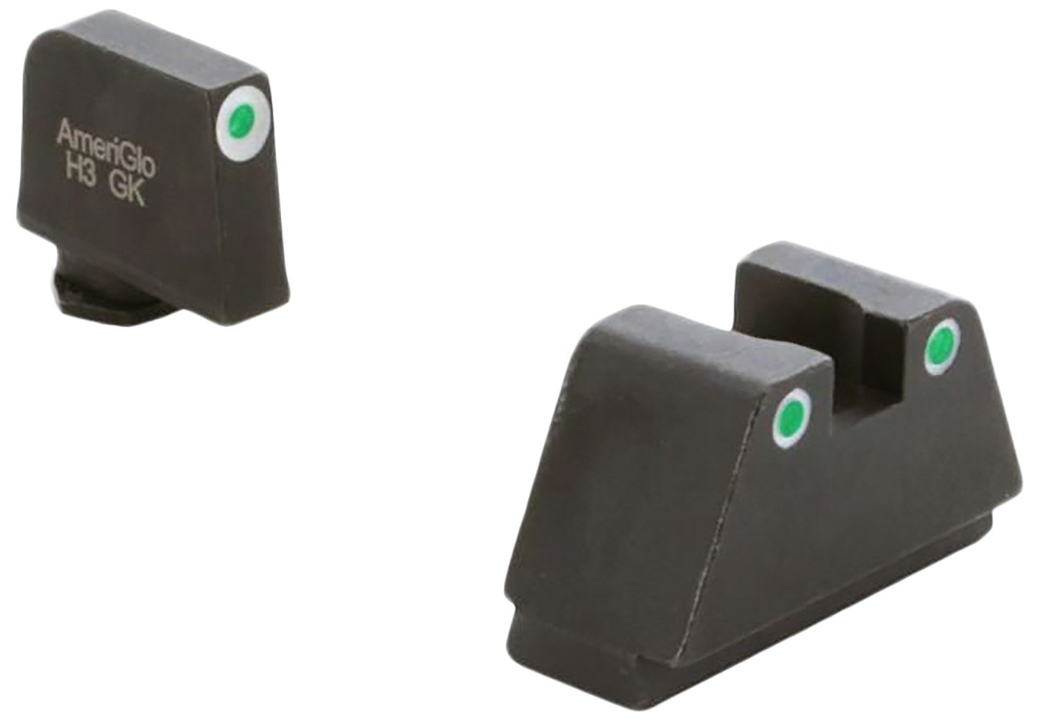 AmeriGlo GL330 Optic Sight Set Glock 2XL Tall Green Tritium White Outline - AMER - STEEL