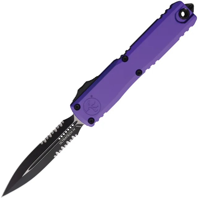 Microtech Ultratech G4 3.55 In D/E Black Part Serrated Purple Alu Handle
