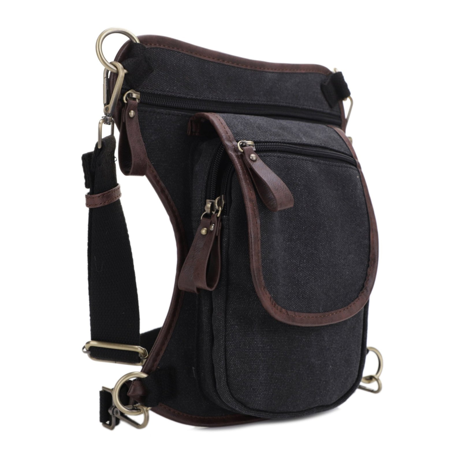 JESSIE & JAMES COUGAR CANVAS CONCEALED CARRY WAIST & LEG BAG 11.5 H X 10 W X 2.5 D ( BLACK)
