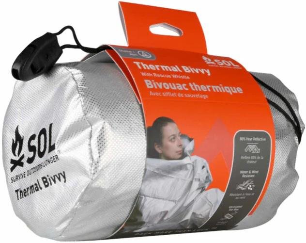 SOL 0140-1221 Thermal Bivvy Reflects 80% Body Heat, Rescue Whistle