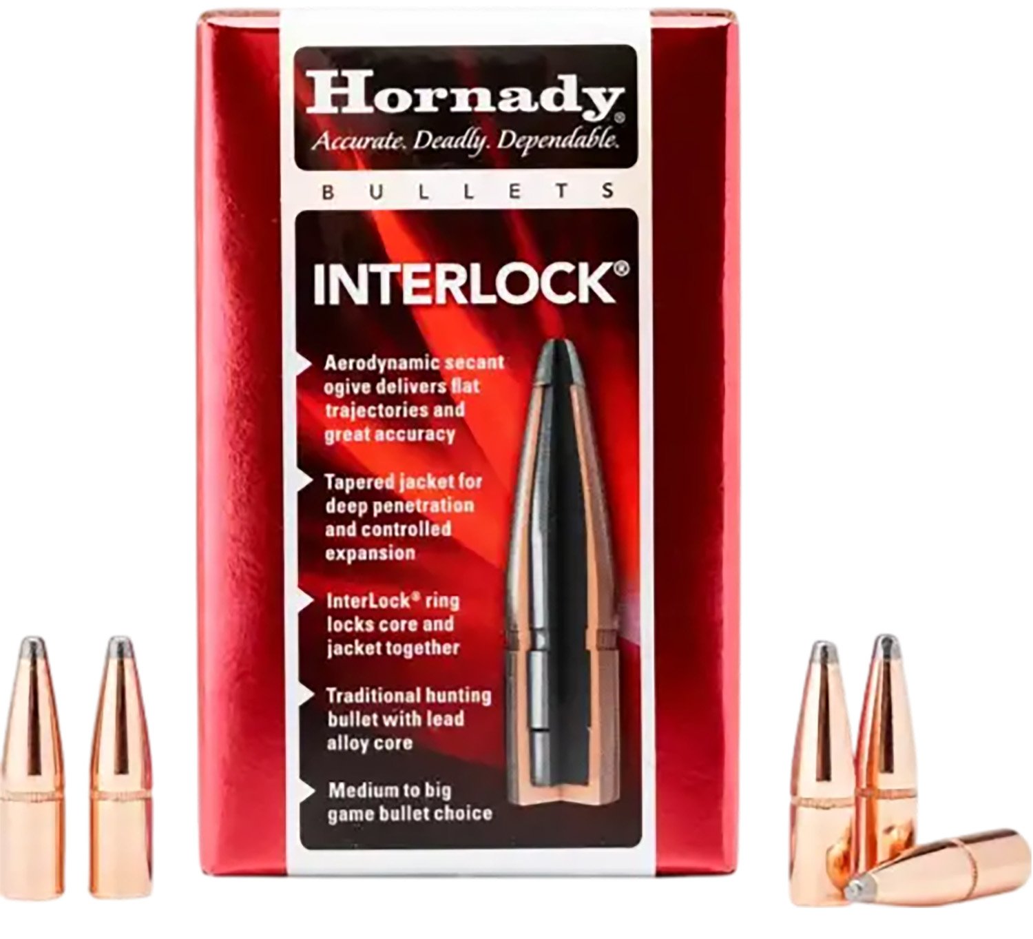 Hornady 3040 InterLock Hunting 30 Cal .308 165 gr Soft Point (SP) - Horn Hunter - .308