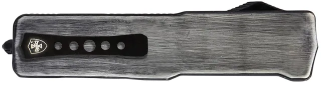 Templar Knife Premium Weighted Knight Slim 3.16" OTF Drop Point Plain Black Oxide Stonewashed Powder Coated D2 Steel Blade, 4.93" Gunmetal Anodized Aluminum Zinc Alloy Handle