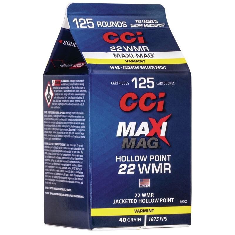 Buy CCI 22 WMR 40 Grain Jacketed Hollow Point 125 Rounds Box online