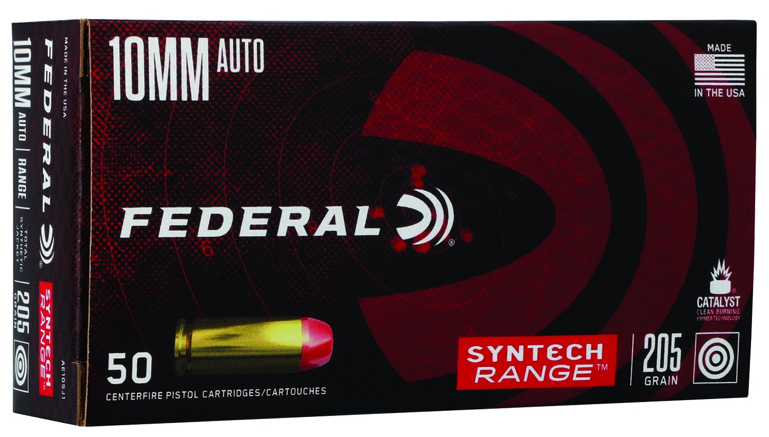 Federal AE10SJ1 Syntech Range 10mmAuto 205gr Total Jacket Flat Nose 50... - Federal Premium Ammunition - TOTAL SYNTECH JACKET FLAT NOSE