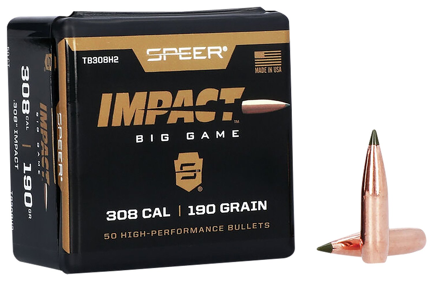 Speer TB308H2 Impact 30 Cal 190gr Polymer Tip Bullets 50/Box - Speer - 30 Caliber