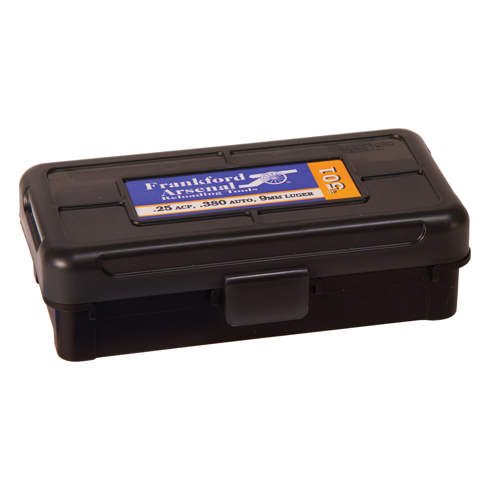 Frankford Arsenal 1083783 Hinge-Top Ammo Box 9mm/25/380ACP Black Polymer 50rd