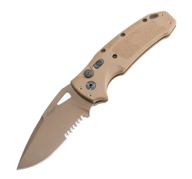 Hogue 36333 Sig K320A Knife 3.5" Drop Point Auto Fold Tan - Hogue
