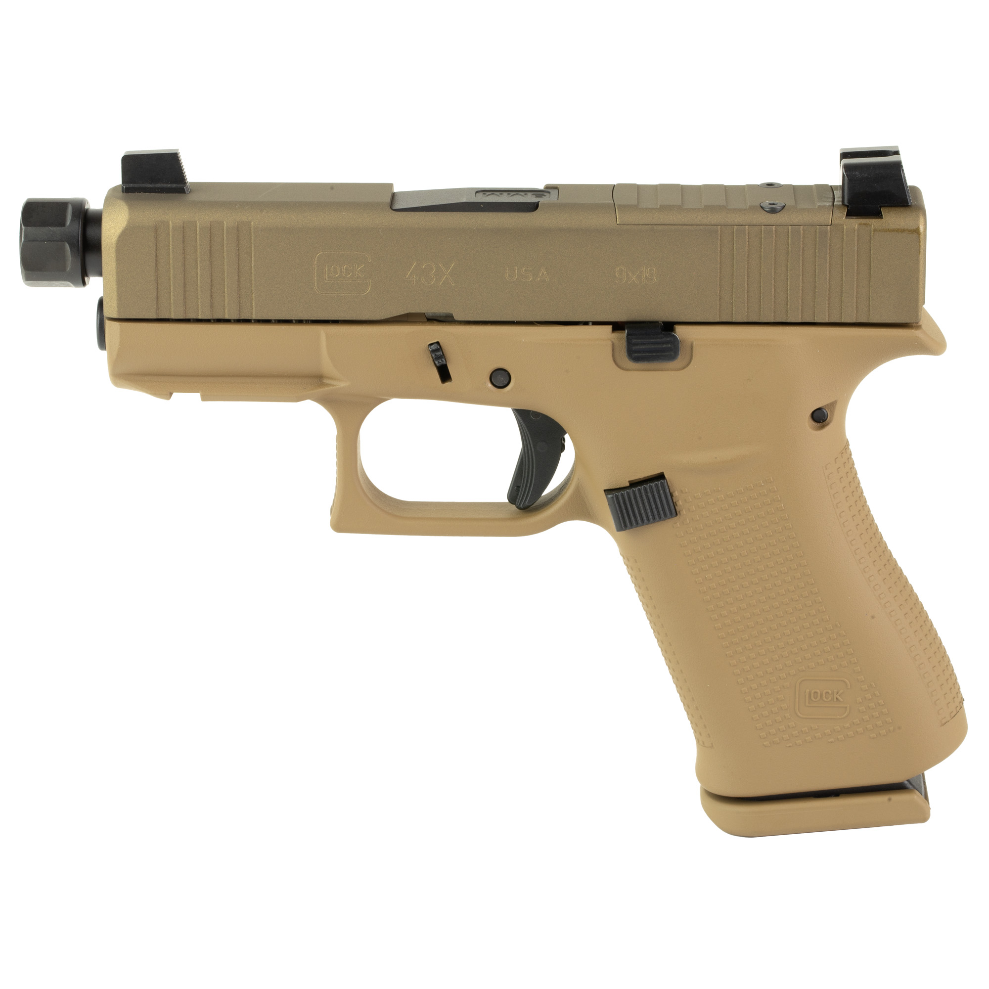 Glock UX4350204 43X 9MM Pistol, 3.41" Barrel, FDE Finish, Optics Ready