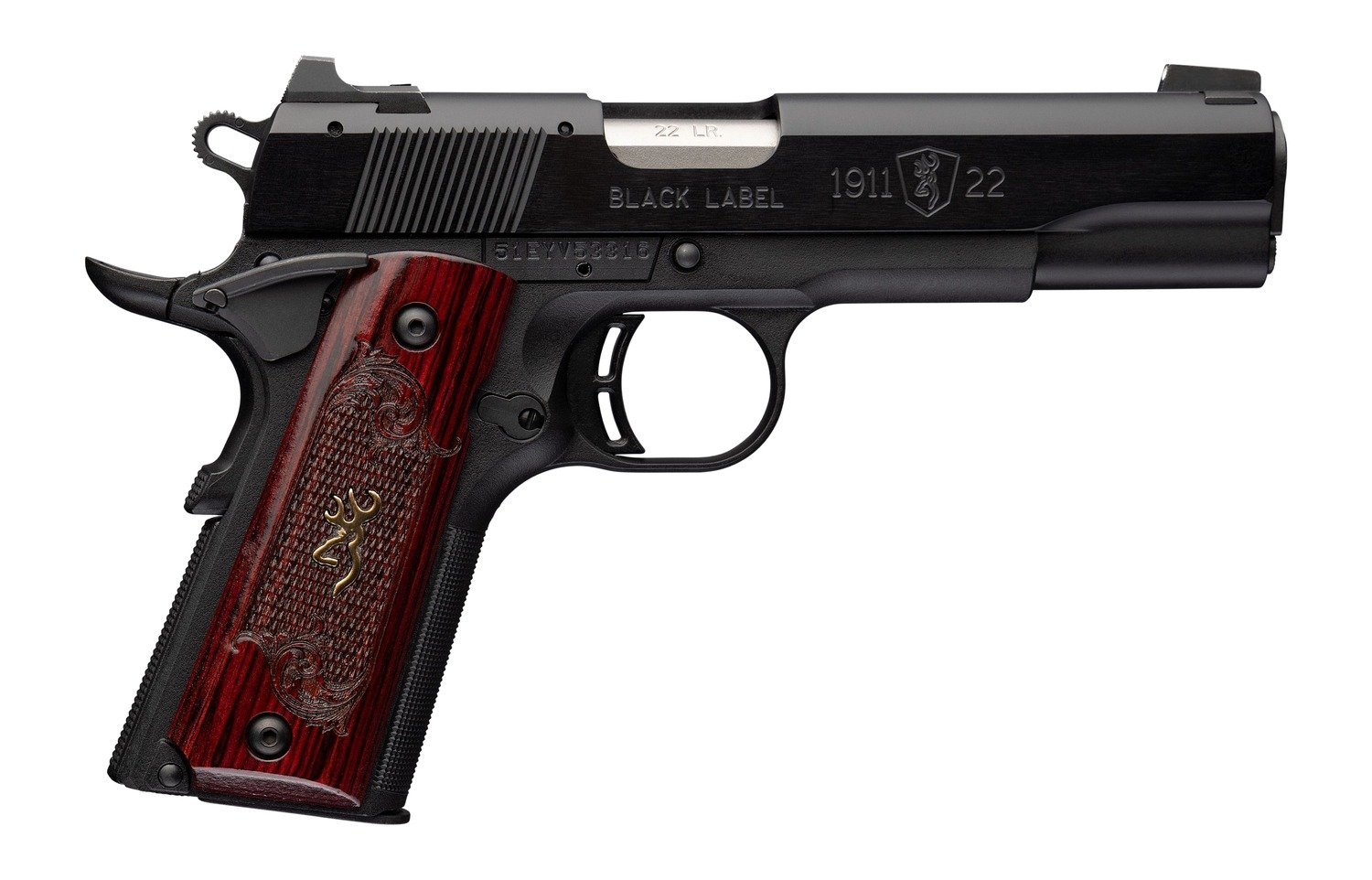 Browning 051069490 1911-22 Medallion Comp 22 LR 4.25" Matte Black Anodized Semi-Auto Pistol - Browning