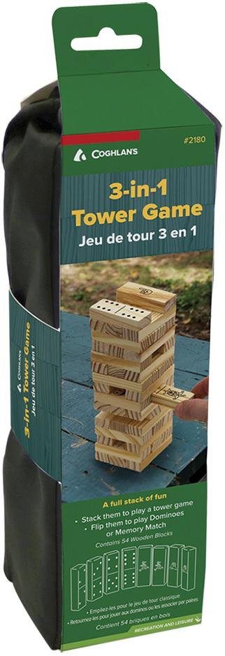 COGHLAN'S 2180 3-in-1 Tower Game 54 Wooden Bricks Storage Pouch