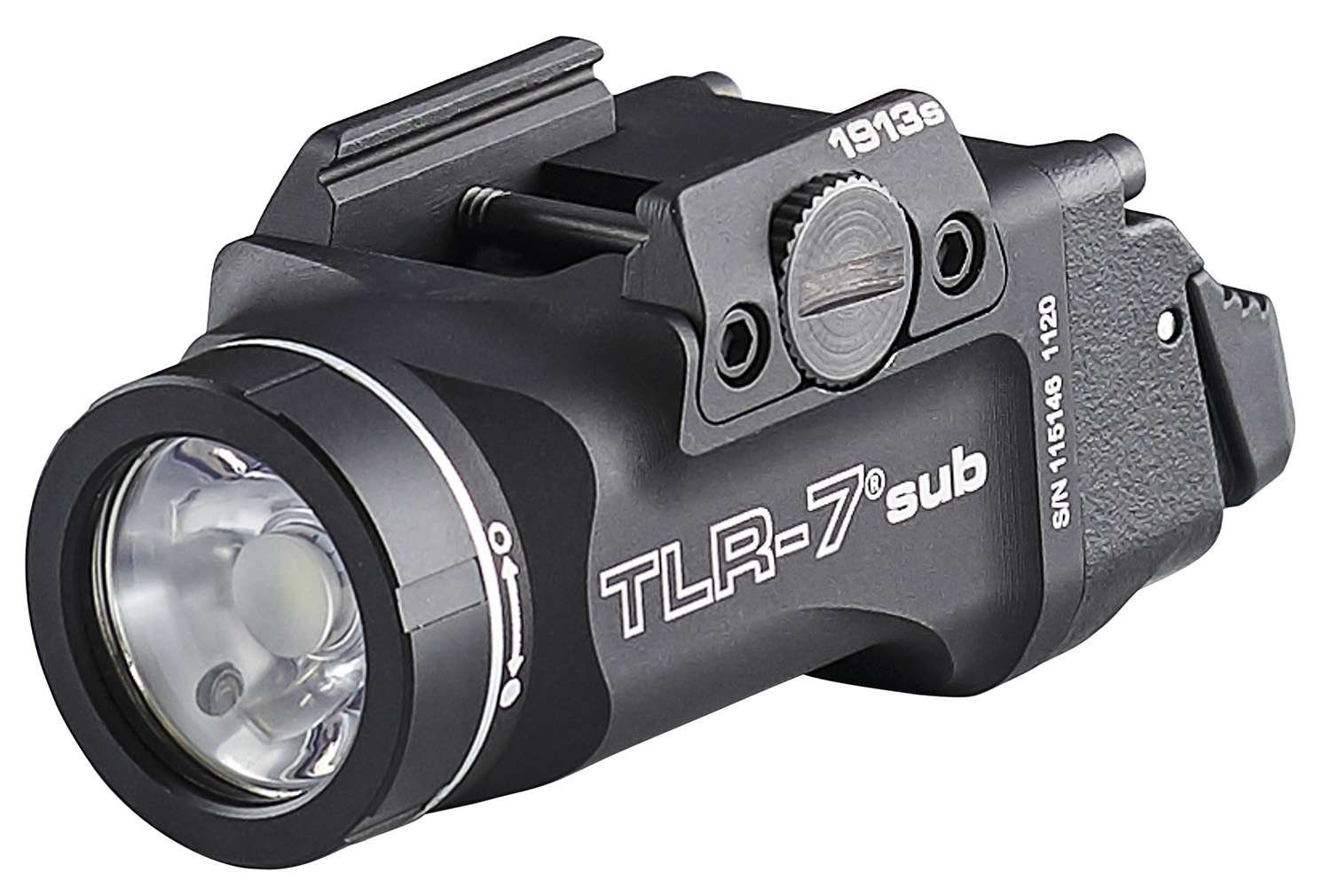 Streamlight TLR-7 Weapon Light 1913 Short Railed 500 Lumens Output White LED Light 141 Meters Beam Rail Grip Clamp Mount Black Anodized Aluminum - Streamlight - 500 LUMENS