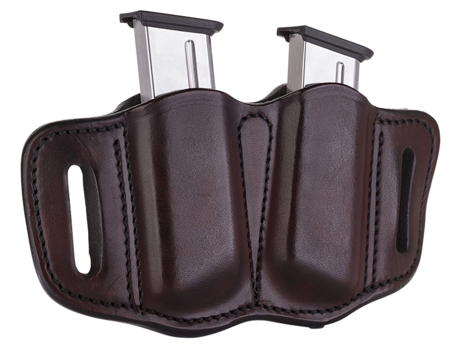 1791 Gunleather MAG21SBRA Double Mag Holster Brown Leather Belt Slide - 1791 Gunleather - SIGNATURE BROWN