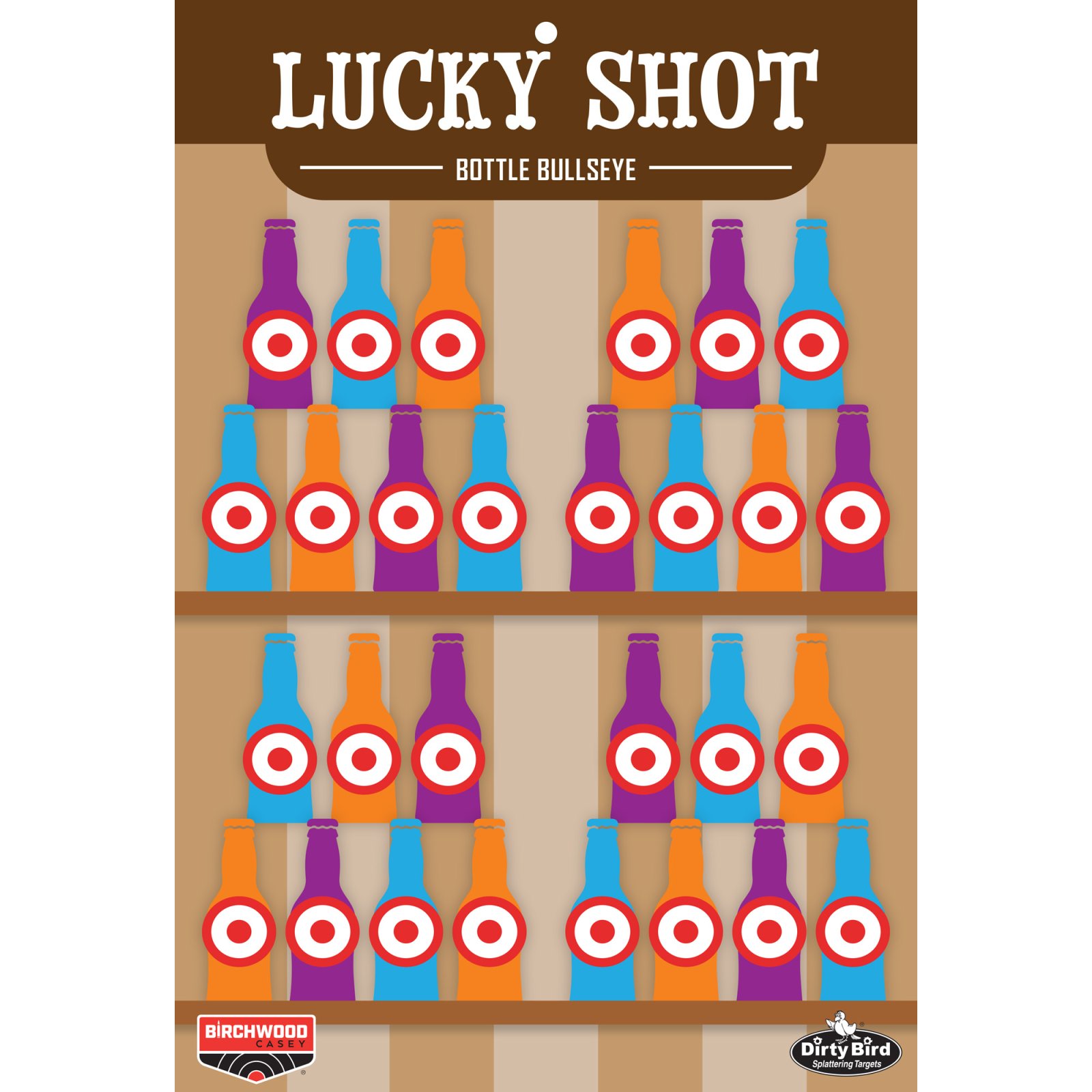 Birchwood Casey Dirty Bird Lucky Shot  Bottle Target 12x18 6/ct
