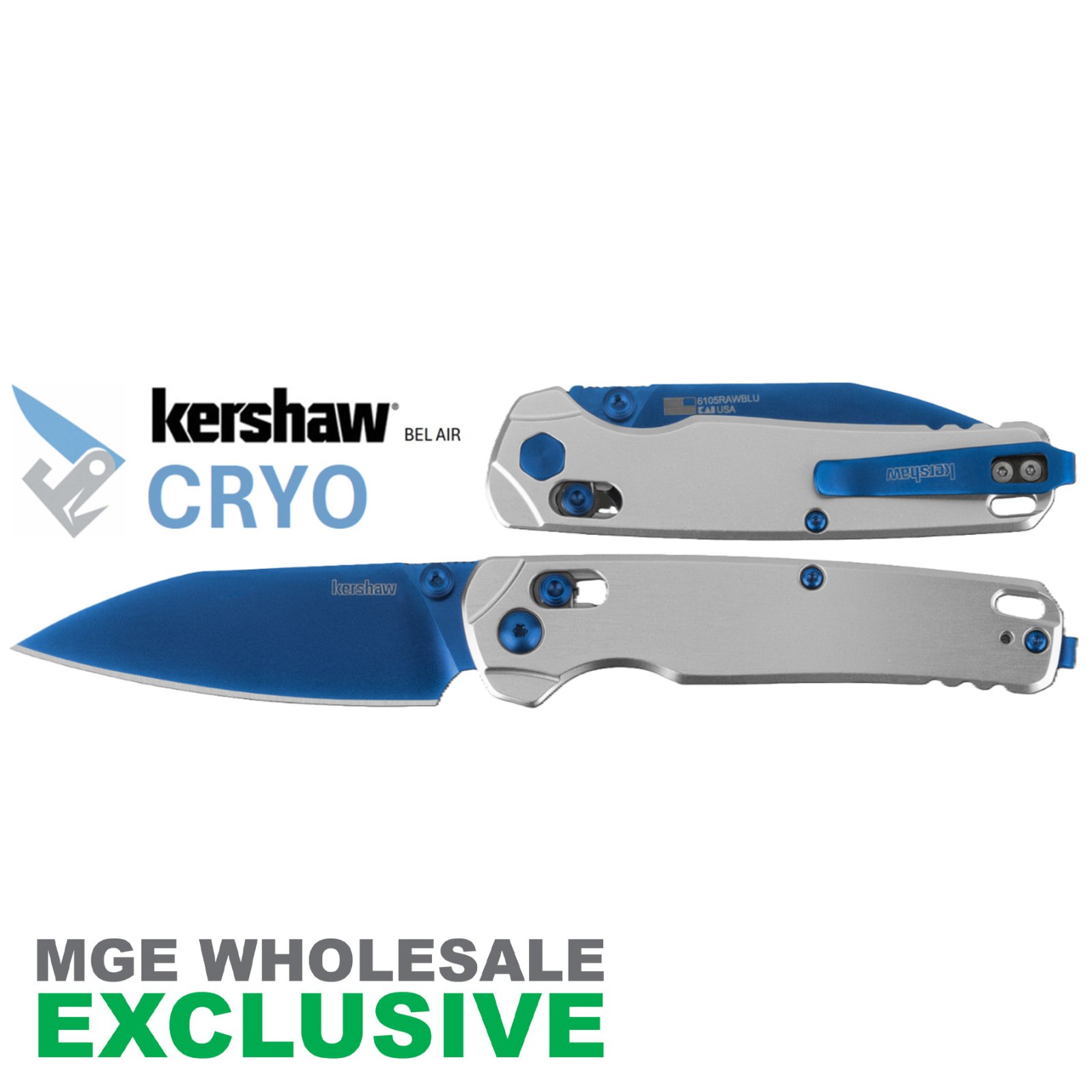 KERSHAW BEL AIR CRYOPICK RAW HANDLE BLUE BLADE MGE Exclusive