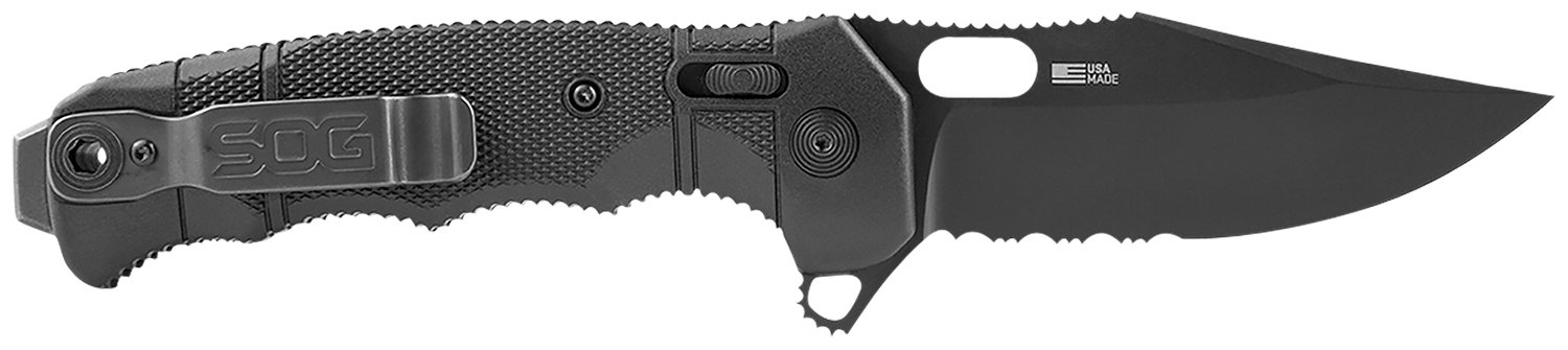SOG SOG12210557 Seal XR 3.9" Folding Knife S35VN Black Serrated Blade - SOG - CLIP POINT
