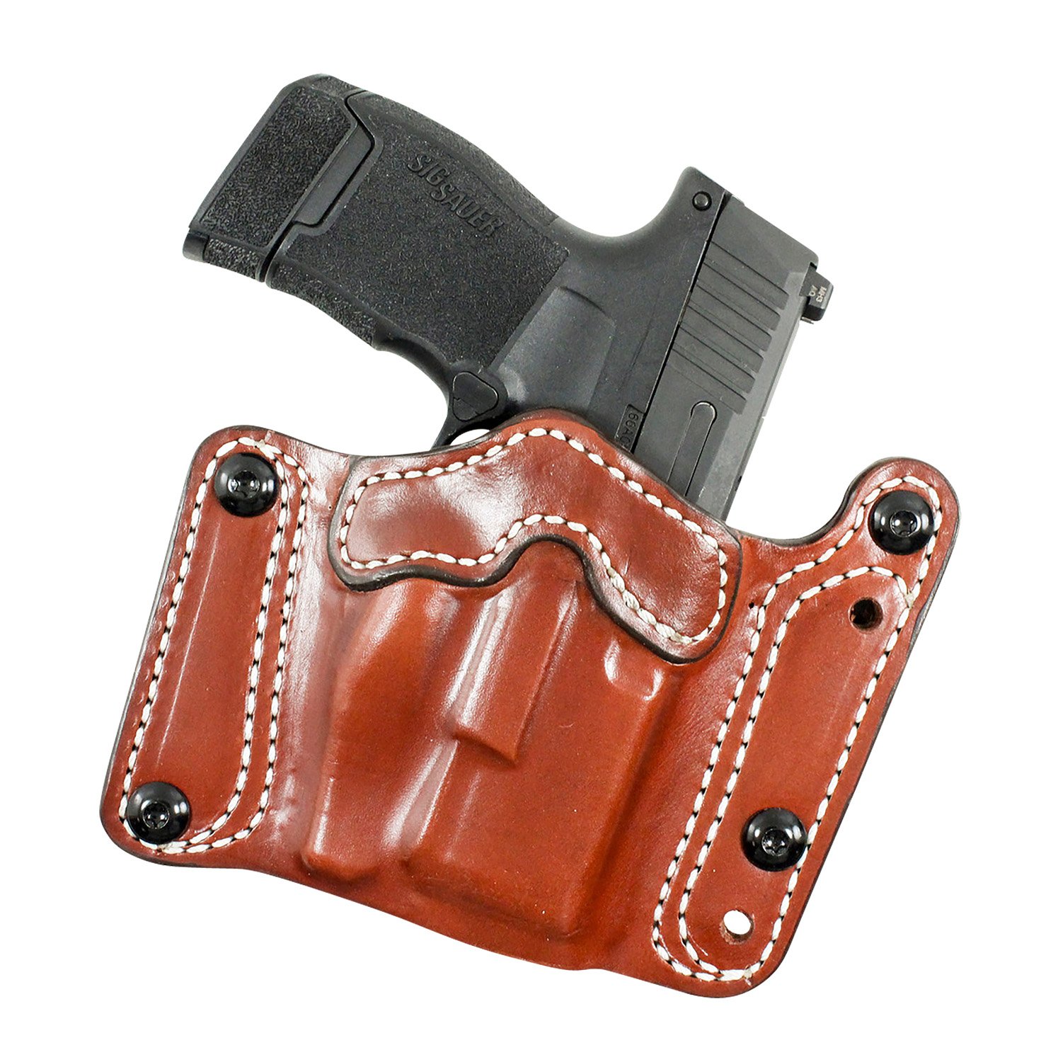 DeSantis 194TJ8HZ0 Tan Leather OWB Holster for Sig P320C/P250C Ambidextrous