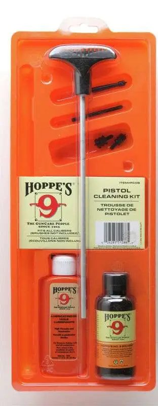 Hoppe's Pistol Cleaning Kit - Aluminum Rod, Bore Cleaner, Lubricating Oil, Patches, Accessories - Hoppe's - ALL CAL PISTOL