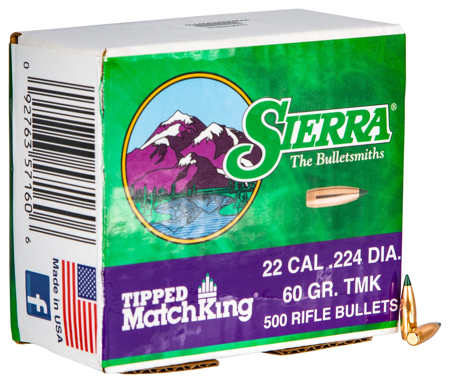 Sierra 7160C Tipped MatchKing .224 60gr TMK Bullets - 500ct Box for Varmint