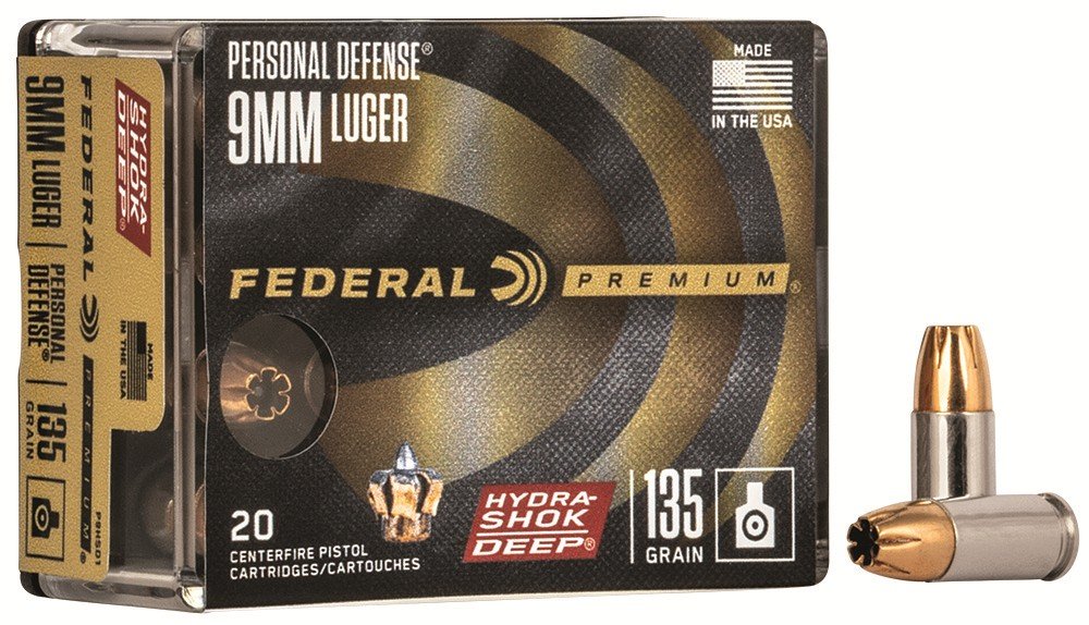Federal P9HSD1 9mm Luger 135gr Hydra-Shok Deep 20 Rounds - Federal Premium Ammunition - HYDRA-SHOK DEEP HOLLOW POINT