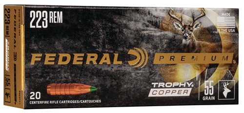 Federal Premium 223 Rem 55gr Trophy Copper 20rd Box - Federal Premium Ammunition - TROPHY COPPER