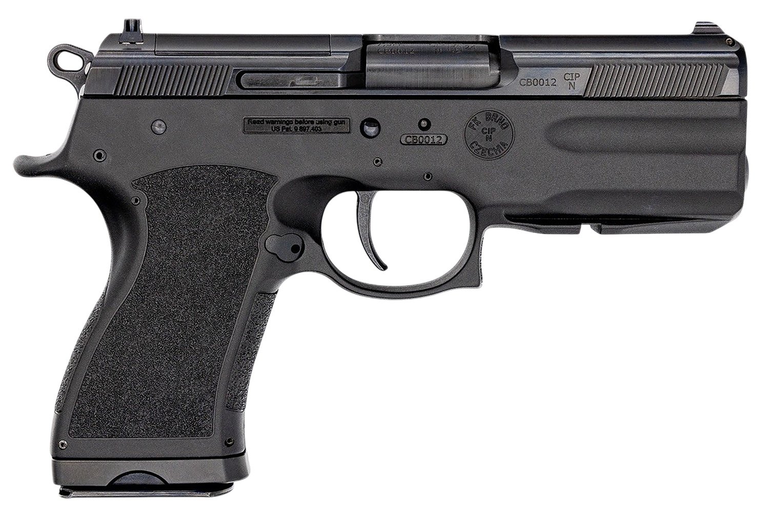 FK Brno US TMTPSDC PSD Compact Frame 7.5 FK 14+1 4.30" Black Nitride Tilting Steel Barrel, Dark Gray Nitride Steel Optic Cut/Serrated Slide, Black Polymer Frame w/Accessory Rail, Textured Grip - TMT - 7.5 FK