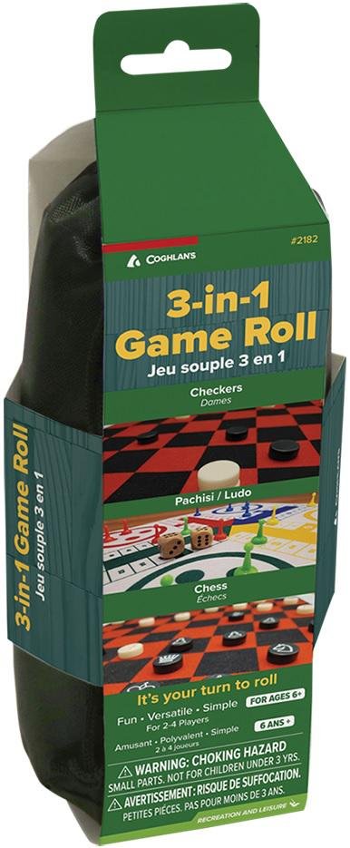 Coghlan's 2182 3-in-1 Felt Game Roll Chess Checkers Pachisi